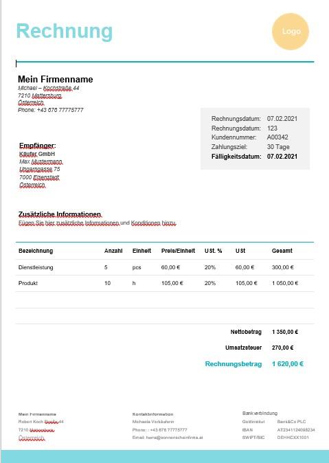 Rechnungs Vorlage1